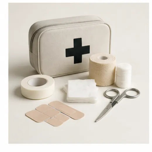 First aid products on a clean white background