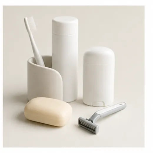 Personal care products on a clean white background