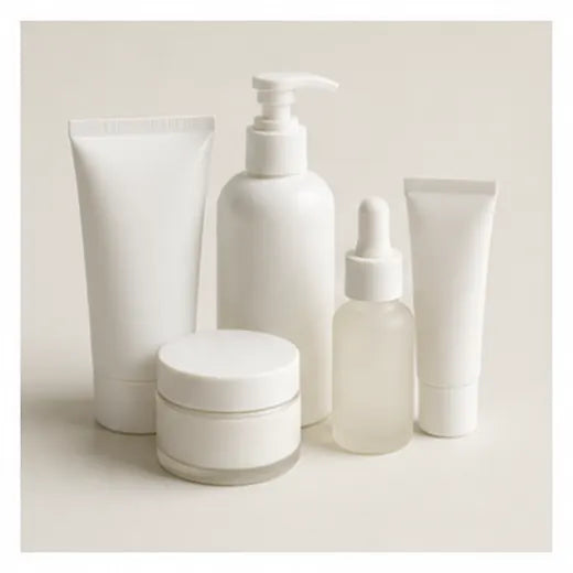 Skincare products on a clean white background